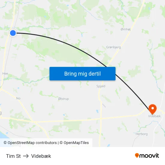 Tim St to Videbæk map