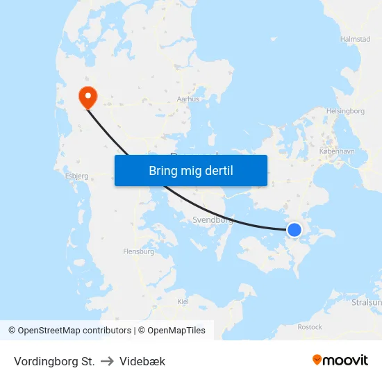 Vordingborg St. to Videbæk map