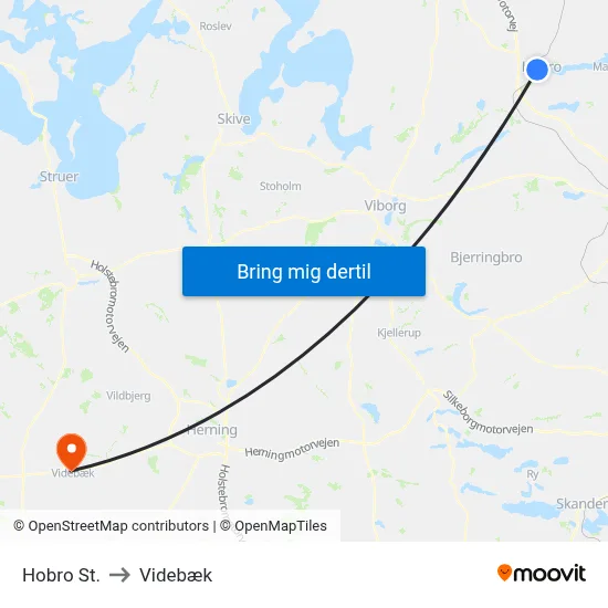 Hobro St. to Videbæk map