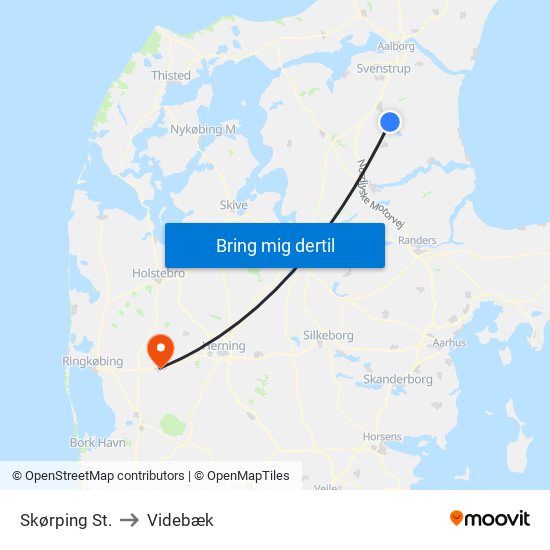 Skørping St. to Videbæk map