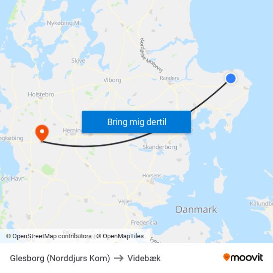 Glesborg (Norddjurs Kom) to Videbæk map