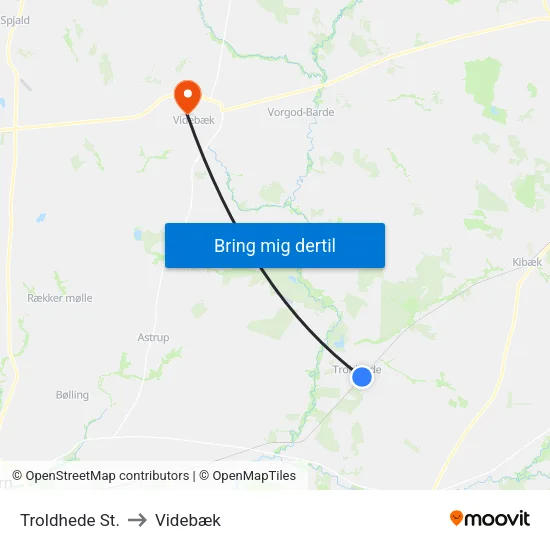Troldhede St. to Videbæk map