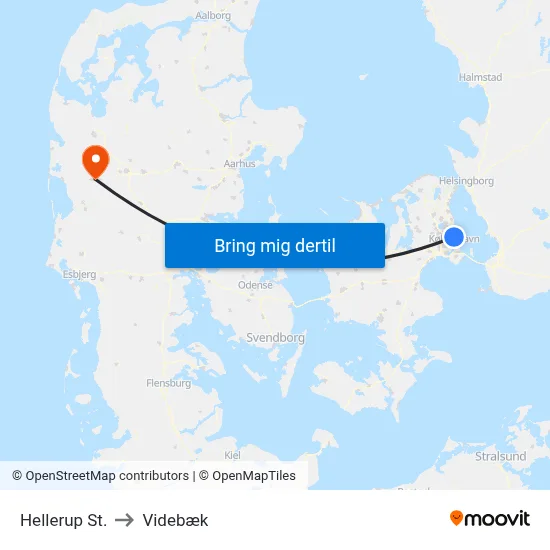 Hellerup St. to Videbæk map