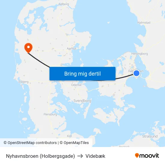 Nyhavnsbroen (Holbergsgade) to Videbæk map