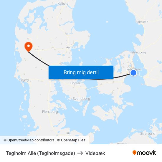 Teglholm Allé (Teglholmsgade) to Videbæk map