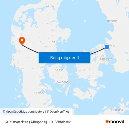 Kulturværftet (Allegade) to Videbæk map