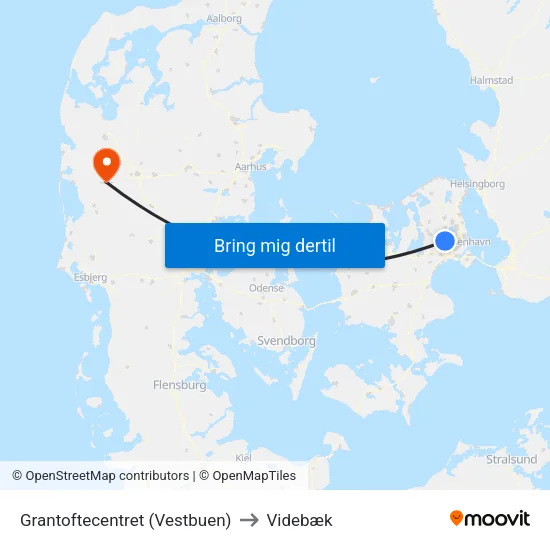 Grantoftecentret (Vestbuen) to Videbæk map