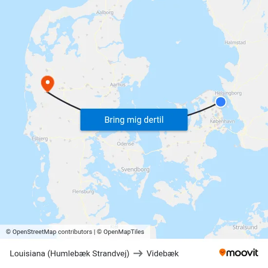 Louisiana (Humlebæk Strandvej) to Videbæk map