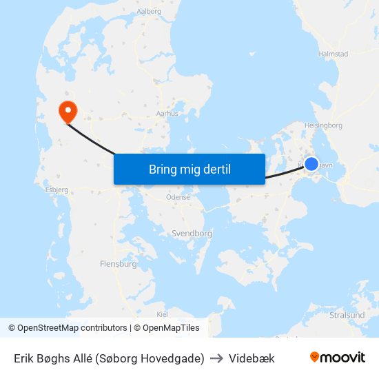 Erik Bøghs Allé (Søborg Hovedgade) to Videbæk map