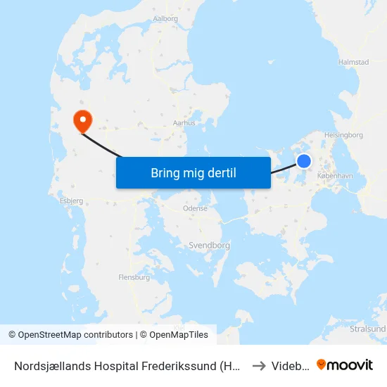 Nordsjællands Hospital Frederikssund (Hospitalvej) to Videbæk map