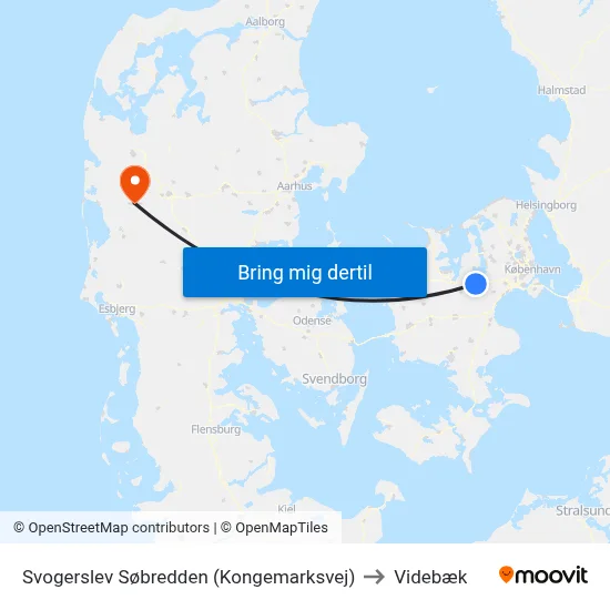 Svogerslev Søbredden (Kongemarksvej) to Videbæk map