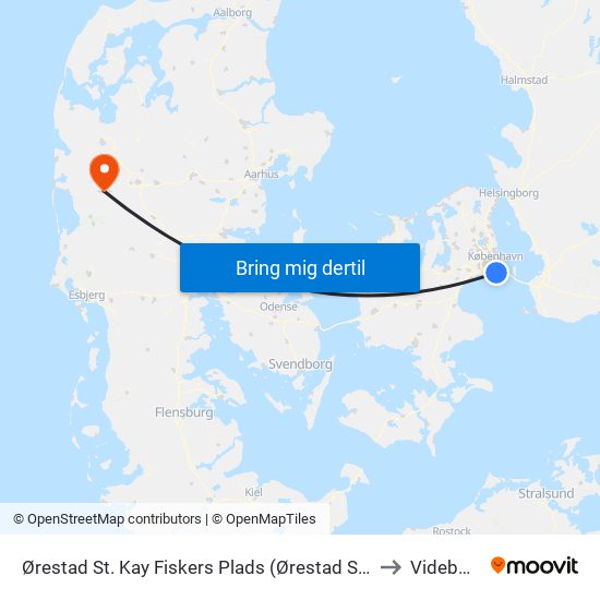 Ørestad St. Kay Fiskers Plads (Ørestad St.) to Videbæk map