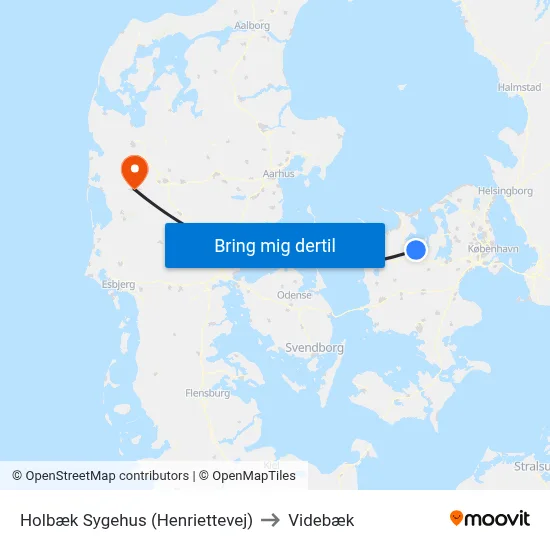 Holbæk Sygehus (Henriettevej) to Videbæk map