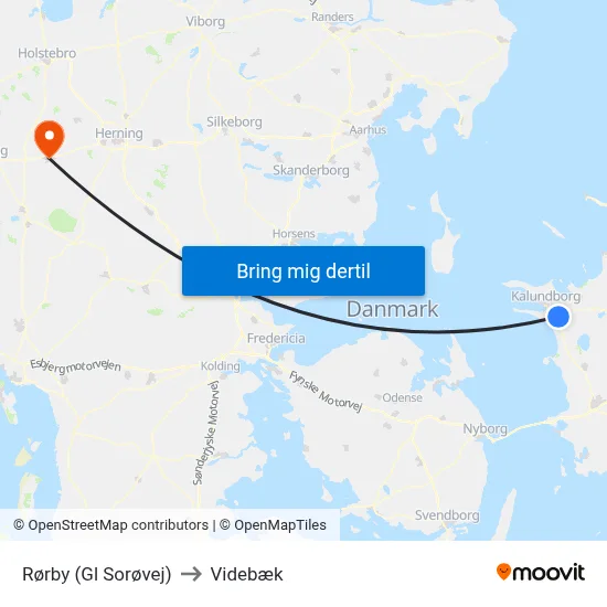 Rørby (Gl Sorøvej) to Videbæk map