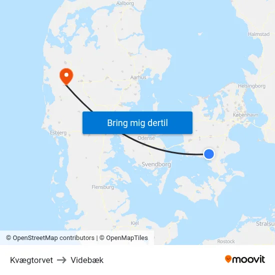 Kvægtorvet to Videbæk map