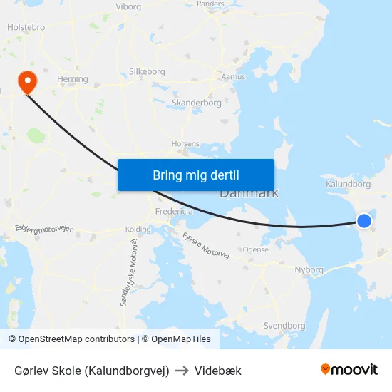 Gørlev Skole (Kalundborgvej) to Videbæk map