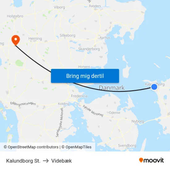 Kalundborg St. to Videbæk map