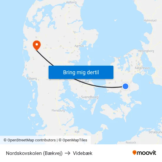 Nordskovskolen (Bækvej) to Videbæk map