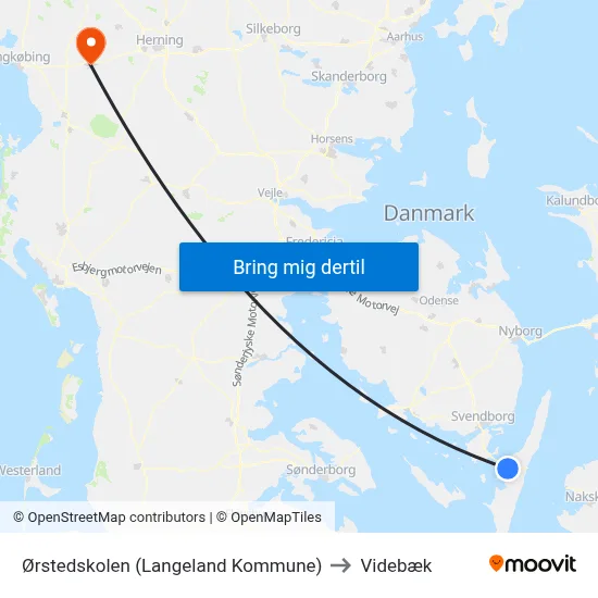 Ørstedskolen (Langeland Kommune) to Videbæk map