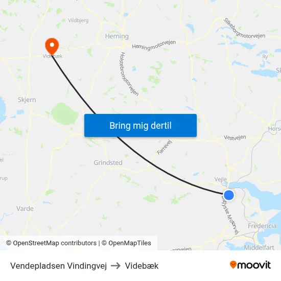 Vendepladsen Vindingvej to Videbæk map