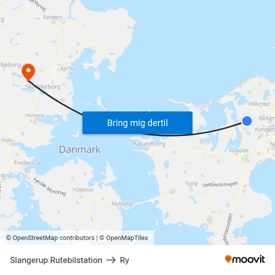 Slangerup Rutebilstation to Ry map