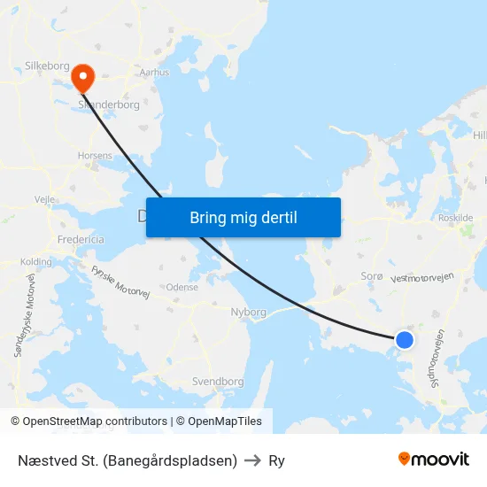Næstved St. (Banegårdspladsen) to Ry map