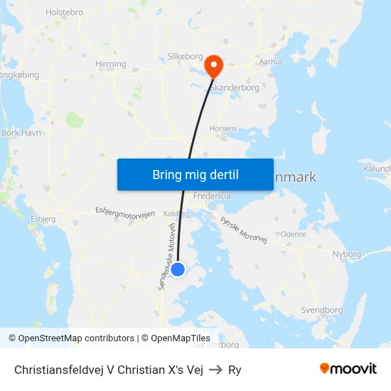Christiansfeldvej V Christian X's Vej to Ry map