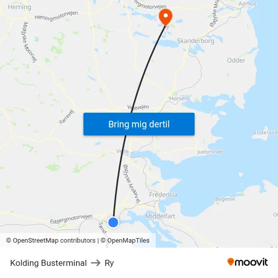 Kolding Busterminal to Ry map
