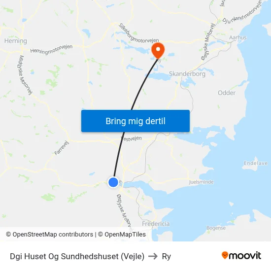Dgi Huset Og Sundhedshuset (Vejle) to Ry map