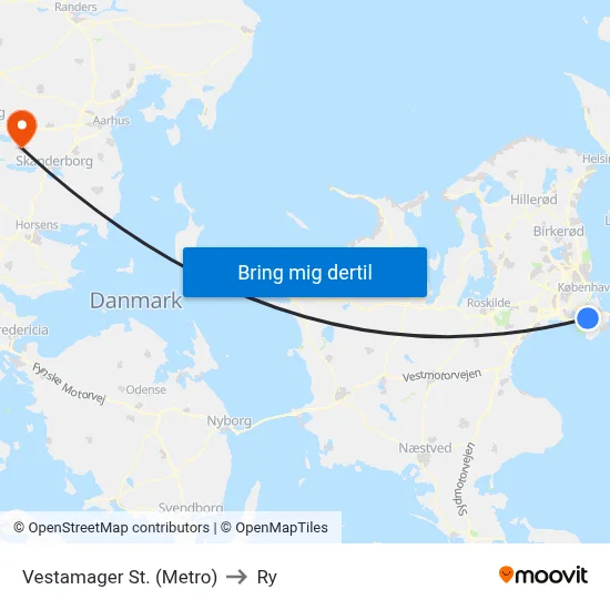Vestamager St. (Metro) to Ry map