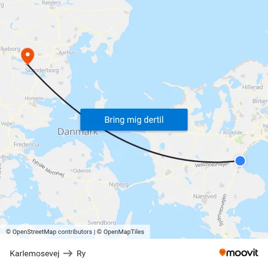 Karlemosevej to Ry map