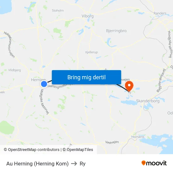 Au Herning (Herning Kom) to Ry map