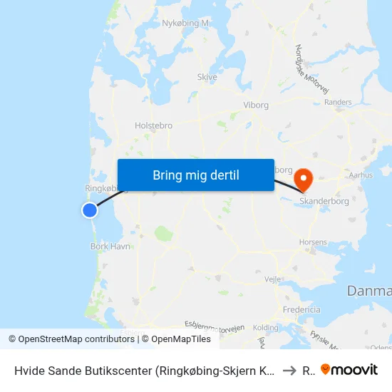 Hvide Sande Butikscenter (Ringkøbing-Skjern Kom) to Ry map