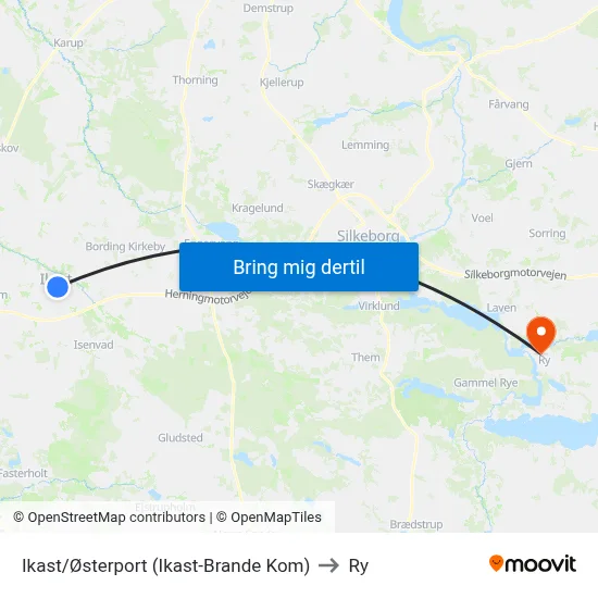 Ikast/Østerport (Ikast-Brande Kom) to Ry map