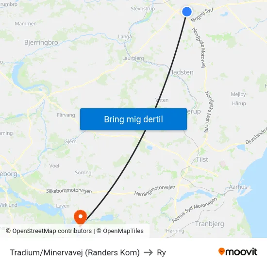 Tradium/Minervavej (Randers Kom) to Ry map