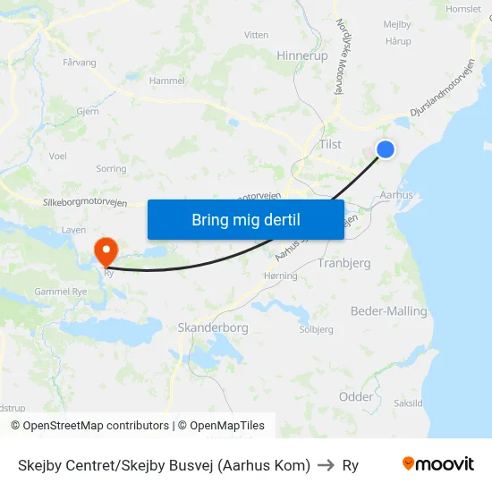 Skejby Centret/Skejby Busvej (Aarhus Kom) to Ry map