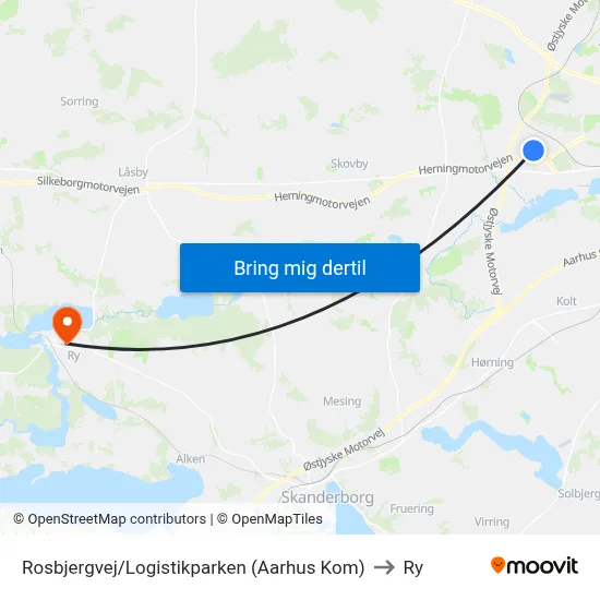 Rosbjergvej/Logistikparken (Aarhus Kom) to Ry map
