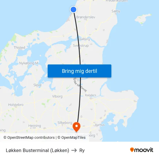 Løkken Busterminal (Løkken) to Ry map