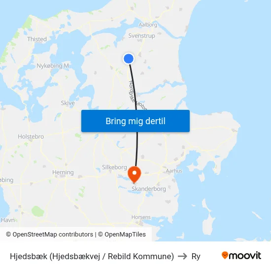 Hjedsbæk (Hjedsbækvej / Rebild Kommune) to Ry map