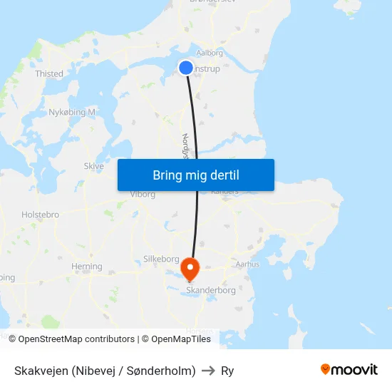 Skakvejen (Nibevej / Sønderholm) to Ry map