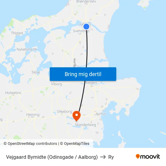 Vejgaard Bymidte (Odinsgade / Aalborg) to Ry map