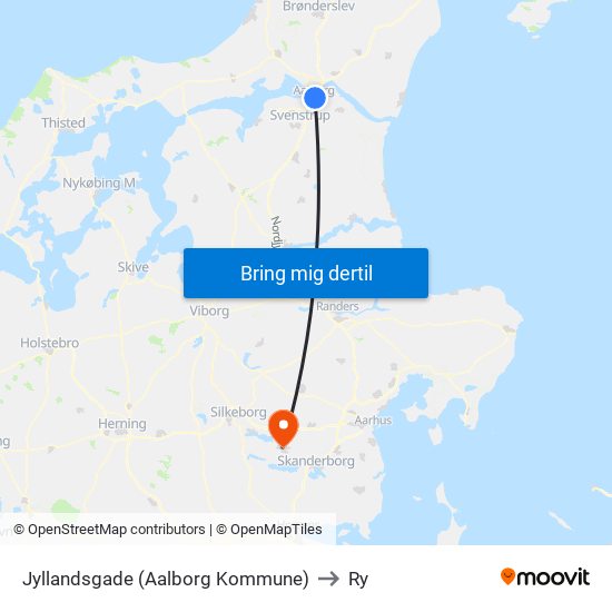 Jyllandsgade (Aalborg Kommune) to Ry map