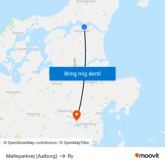 Mølleparkvej (Aalborg) to Ry map