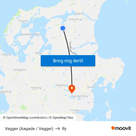 Vegger (Aagade / Vegger) to Ry map