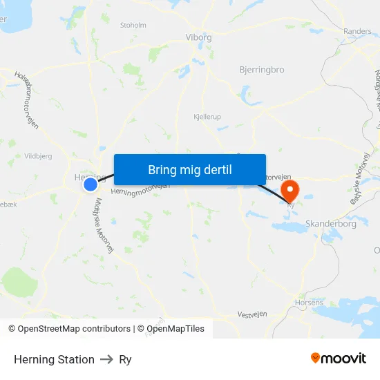 Herning Station to Ry map