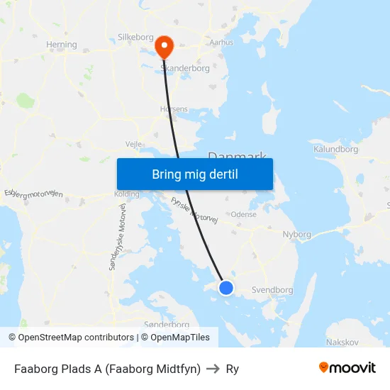 Faaborg Plads A (Faaborg Midtfyn) to Ry map