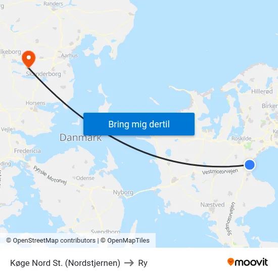 Køge Nord St. (Nordstjernen) to Ry map