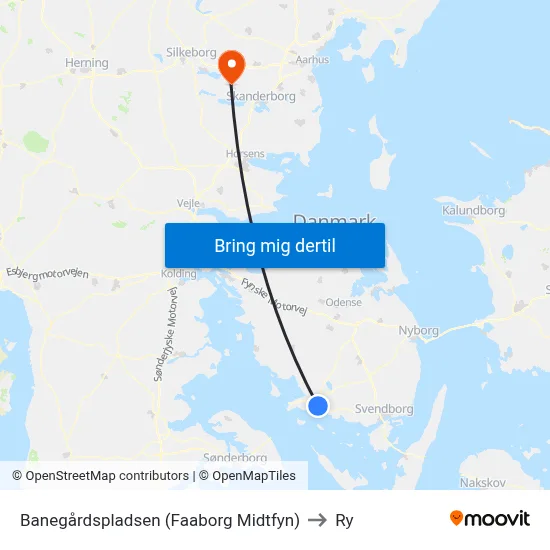 Banegårdspladsen (Faaborg Midtfyn) to Ry map