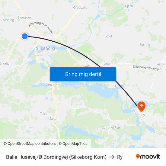 Balle Husevej/Ø.Bordingvej (Silkeborg Kom) to Ry map