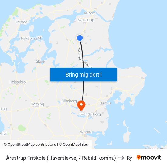 Årestrup Friskole (Haverslevvej / Rebild Komm.) to Ry map